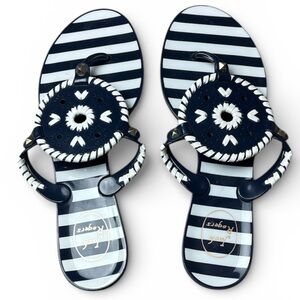Jack Rogers Navy and White Stripes Sandals Nautical Sz 10 Excellent Condition